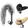 Leather Whip Handle Fox Tail Fur Fetish Ass Spanking Paddle Flogger BDSM Flirt Slave Erotic Sex Toys for Female Male Couples